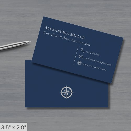 Elegant Simple Navy Blue Silver Business Card - Product | North Red Vine