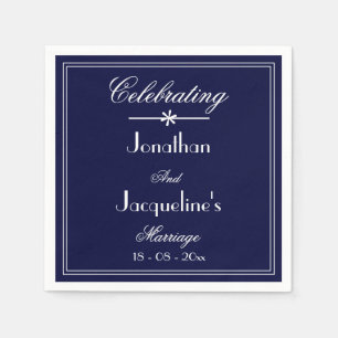 Elegant Simple Navy Blue Wedding Cake Table Paper Napkins