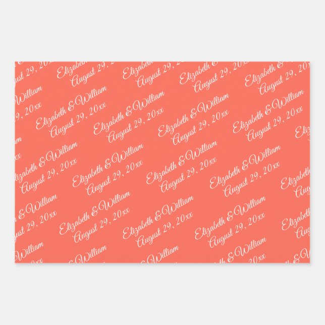 Elegant Simple Neon Flare with Monogram Wedding Wrapping Paper Sheets (Front)