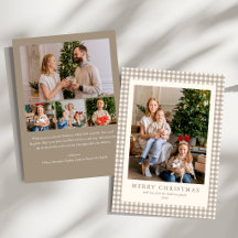 Elegant Simple Neutral Plaid 5 photo Christmas