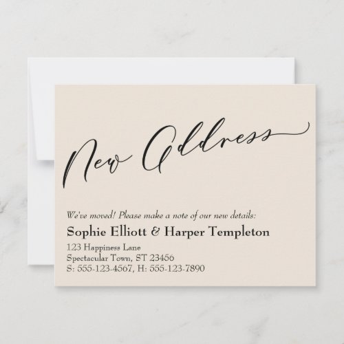 Elegant Simple New Address Cream Card