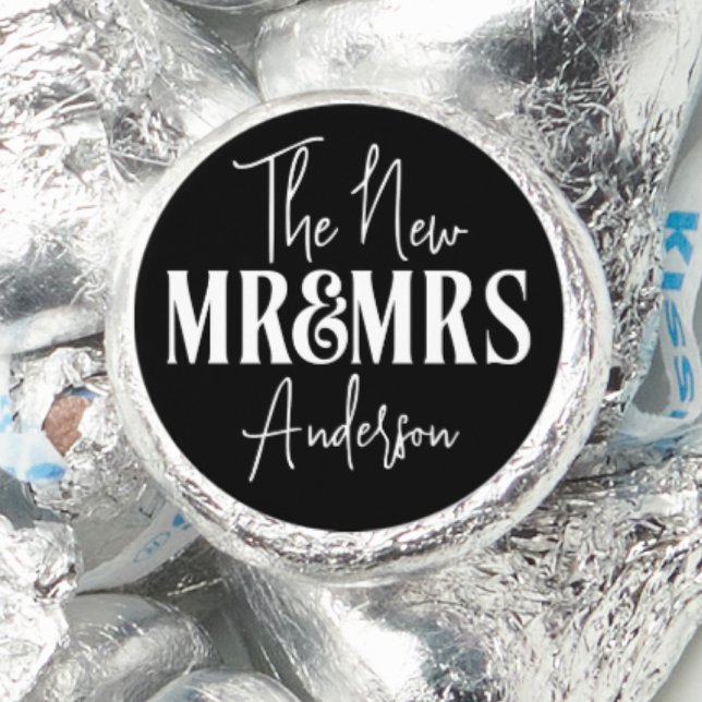 Elegant Simple Newlywed Mr Mrs Favor | Black White (Creator Uploaded)