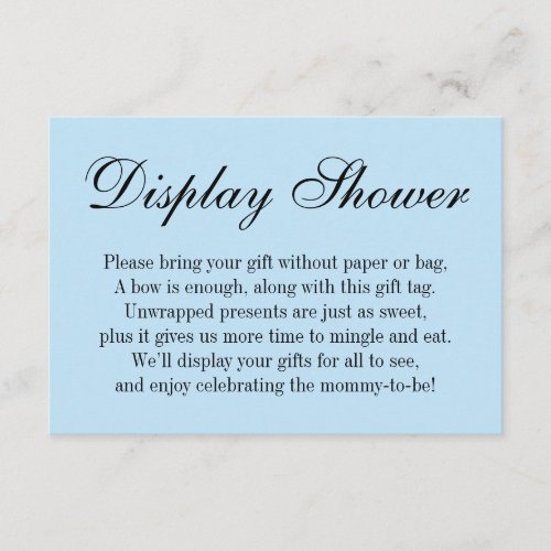Elegant Simple No Wrap Baby Shower Baby Blue Enclosure Card