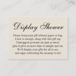 Elegant, Simple No Wrap Baby Shower Cream Enclosure Card