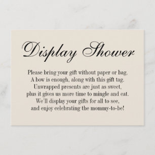 Elegant, Simple No Wrap Baby Shower Cream Enclosure Card