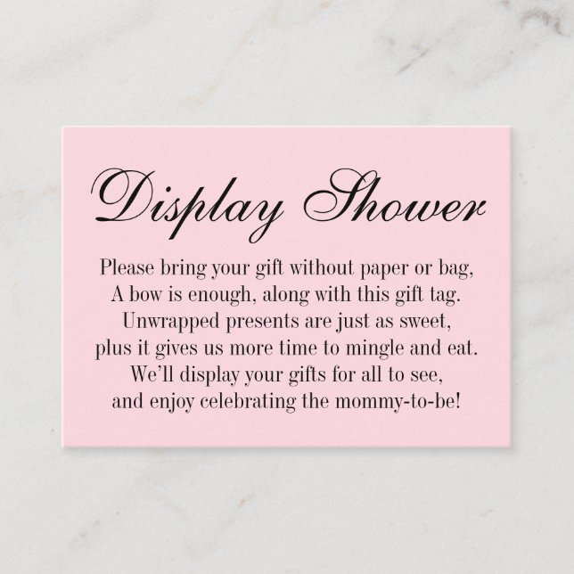 Elegant, Simple No Wrap Baby Shower Gift Card (Front)