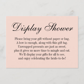 Elegant, Simple No Wrap Bridal Shower, Blush Pink Enclosure Card
