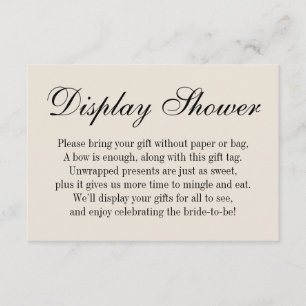Elegant, Simple No Wrap Bridal Shower, Cream Enclosure Card