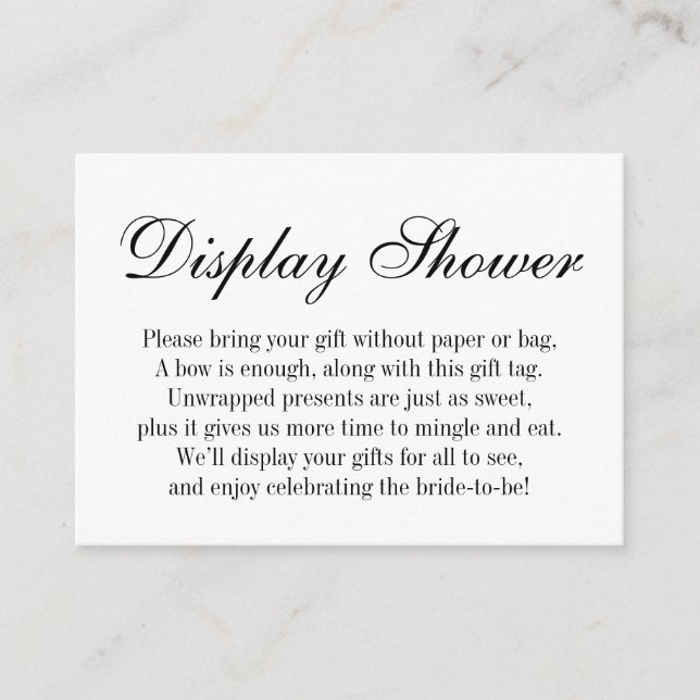 Elegant, Simple No Wrap Bridal Shower Gift Card (Front)