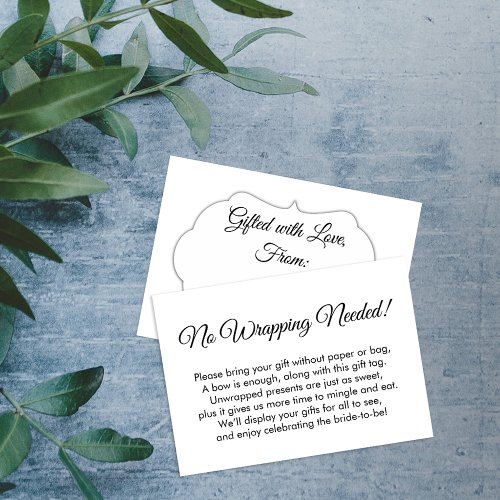 Elegant Simple No Wrapping Needed Bridal Shower Enclosure Card