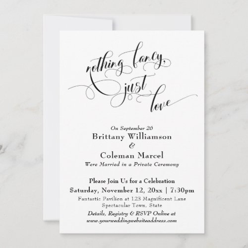 Elegant Simple Nothing Fancy Just Love Invitation