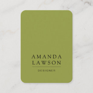 Elegant Simple Olive Green and Beige Business Card