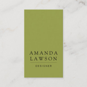 Elegant Simple Olive Green and Beige Business Card