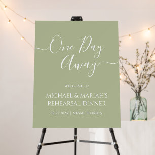 Elegant Simple One Day Away Rehearsal Dinner Foam Board