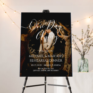 Elegant Simple One Day Away Rehearsal Dinner Photo Foam Board