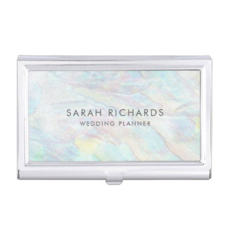 Elegant Simple Opal Wedding Planner Business Card Case