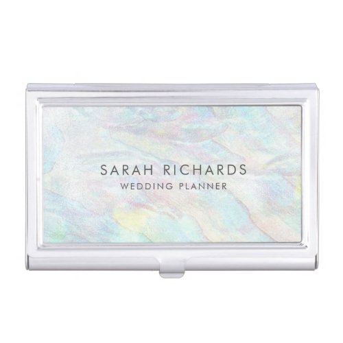 Elegant Simple Opal Wedding Planner Business Card Case