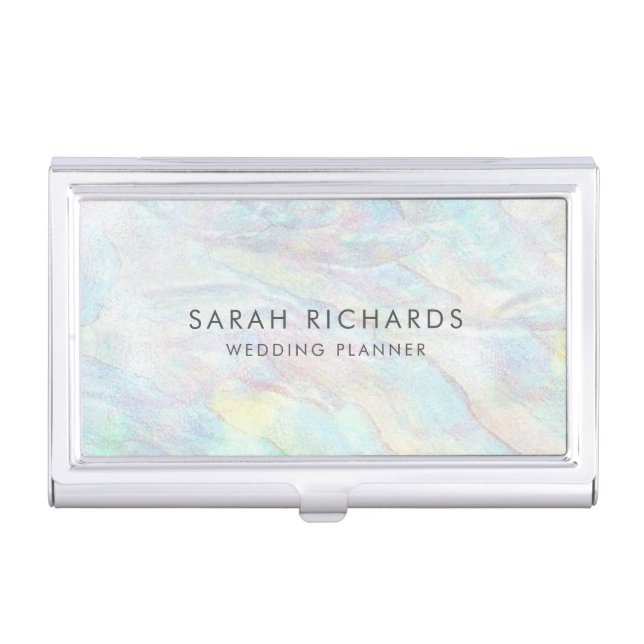 Elegant Simple Opal Wedding Planner Business Card Case (Front)