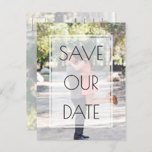 Elegant Simple Overlay Photo Wedding Save the Date Announcement Postcard