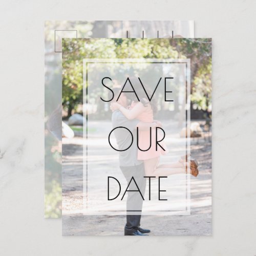 Elegant Simple Overlay Photo Wedding Save the Date Announcement Postcard