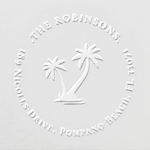 Elegant Simple Palm Tree Family Return Address Embosser