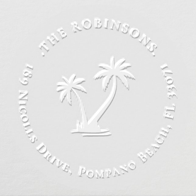 Elegant Simple Palm Tree Family Return Address Embosser (Design)