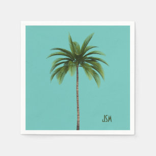 Elegant Simple Palm Trees Tropical Beach Monogram Napkins