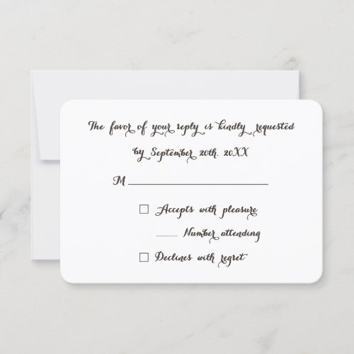 Elegant Simple Party RSVP Reply Invitation Card