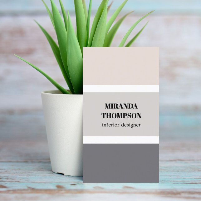 Elegant Simple Pastel Stripes Interior Designer Business Card (Creator Uploaded)