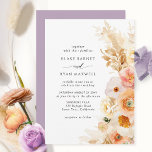 Elegant Simple Peach, Blush Cream Lavender Wedding Invitation<br><div class="desc">Delight your guest with this beautiful wedding invitation. Clean and simple design full of elegance and grace with exquisite watercolor floral detail in a striking blend of peach, orange, blush pink, dusty rose, champagne and cream hues Ability to change "together with their parents" to "together with their families", "together with...</div>