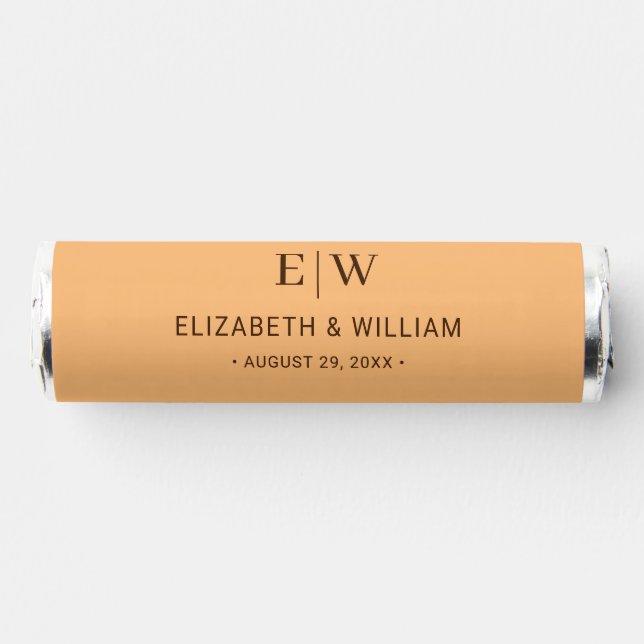 Elegant Simple Peach Monogram Wedding Breath Savers® Mints (Front)