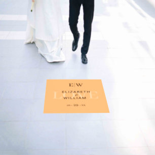 Elegant Simple Peach Monogram Wedding Floor Decals