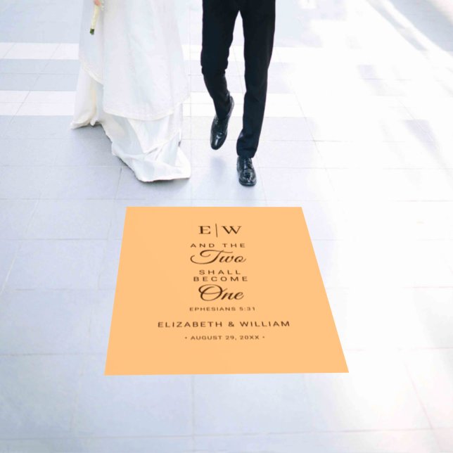 Elegant Simple Peach Monogram Wedding Floor Decals (Wedding)