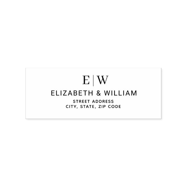 Elegant Simple Peach Monogram Wedding Rubber Stamp (Imprint)