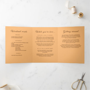 Elegant Simple Peach Monogram Wedding Tri-Fold Program
