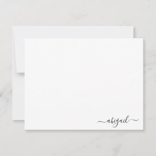 Elegant Simple Personalized Script White  Note Card