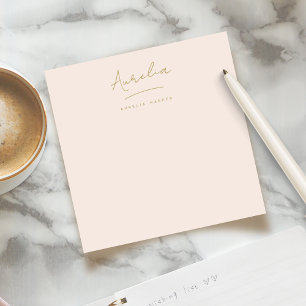 Elegant Simple Personalized Stationery Blush Gold Note Card