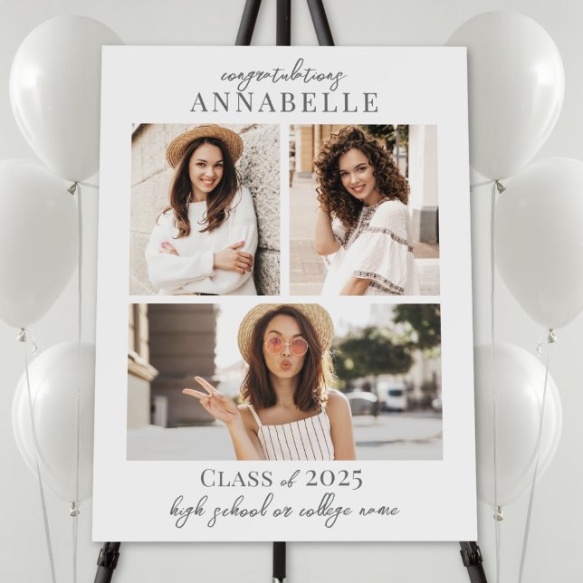Elegant Simple Photo Collage Graduation Party Sign (Elegant Simple Photo Collage Graduation Party Sign)