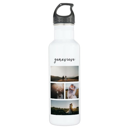 Elegant Simple Photo Collage Modern Stainless Steel Water Bottle
