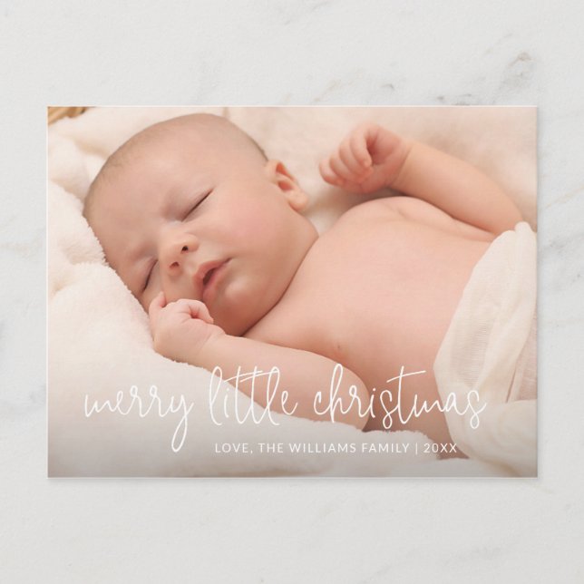 Elegant Simple Photo Holiday Birth Announcement (Front)