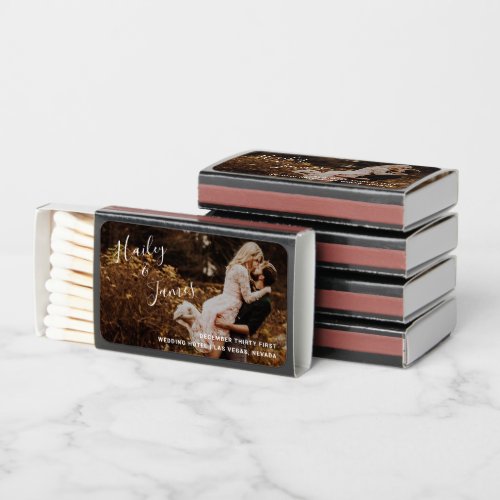 Elegant Simple Photo Modern Wedding Matchboxes