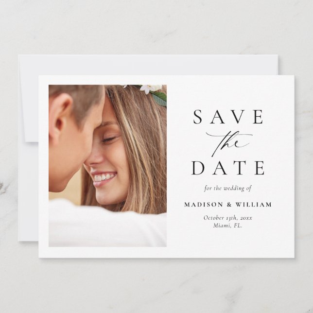Elegant Simple Photo Save The Date (Front)