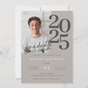 Elegant Simple Photo Script Graduation Party Invitation