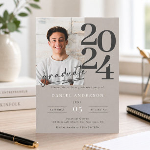 Elegant Simple Photo Script Graduation Party Invitation
