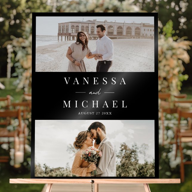 Elegant Simple Photo Wedding Acrylic Sign (Creator Uploaded)