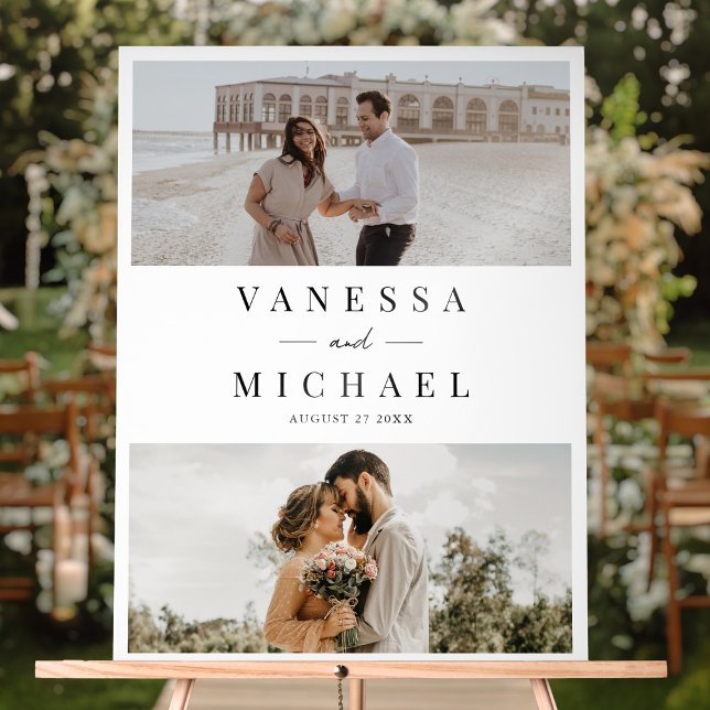 Elegant Simple Photo Wedding Acrylic Sign (Creator Uploaded)