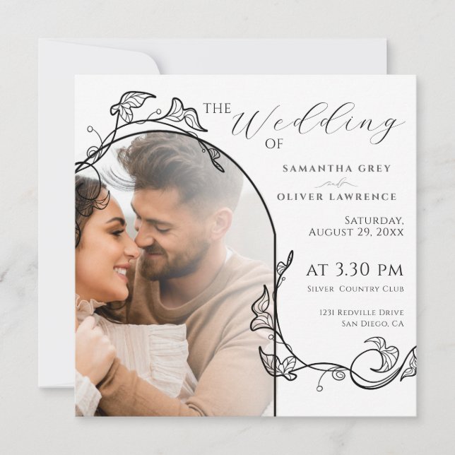 Elegant Simple Photo Wedding Invitation (Front)