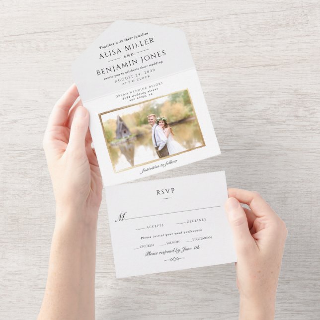 Elegant Simple Photo Wedding Invitation (Tearaway)