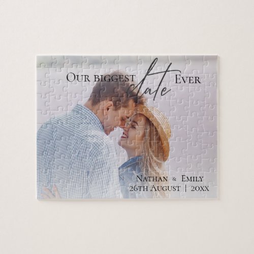 Elegant Simple Photo Wedding Our Biggest Day Ever Jigsaw Puzzle