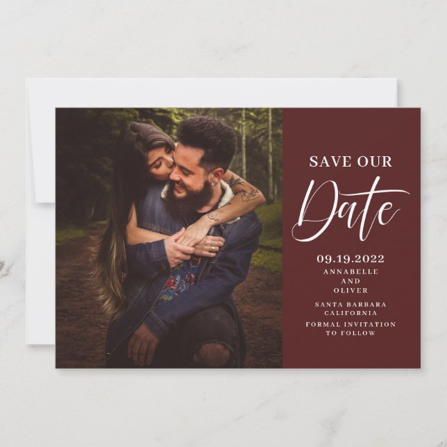 Elegant Simple Photo Wedding  Save The Date (Front)